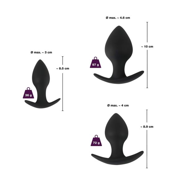 Black Velvet - Silicone Anal Dildo Set (3-Piece) - Black