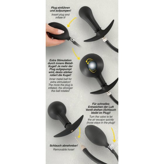 You2Toys - Inflatable Anal Dildo with Beads (Black)