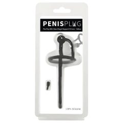 Silicone Urethral Dilator with Glans Ring (0.6mm) - Black