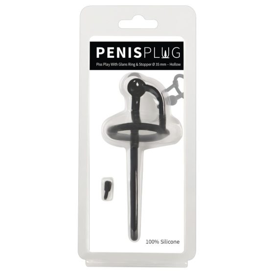 Silicone Urethral Dilator with Glans Ring (0.6mm) - Black