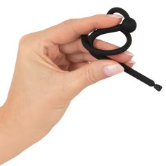 Silicone Urethral Dilator with Glans Ring (0.6mm) - Black