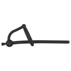 Silicone Urethral Dilator with Glans Ring (0.6mm) - Black