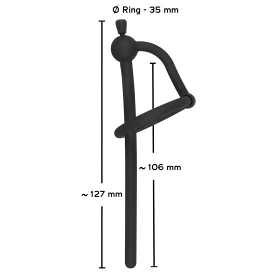 Silicone Urethral Dilator with Glans Ring (0.6mm) - Black