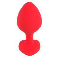   You2Toys Heart-Shaped Anal Plug M with Black Gem - Medium (Red)