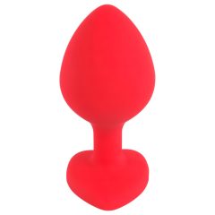   You2Toys Heart-Shaped Anal Plug M with Black Gem - Medium (Red)