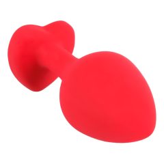   You2Toys Heart-Shaped Anal Plug M with Black Gem - Medium (Red)