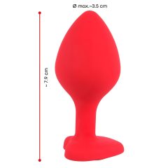   You2Toys Heart-Shaped Anal Plug M with Black Gem - Medium (Red)