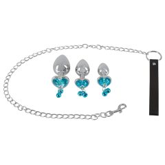 You2Toys - Butt Plug Set with Leash (Silver)