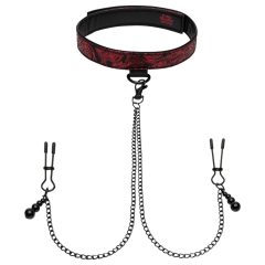   Fifty Shades of Grey Collar Set with Nipple Clamps (Black-Red)