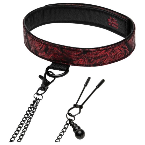 Fifty Shades of Grey - Nipple Clamps with Collar (Black-Red)