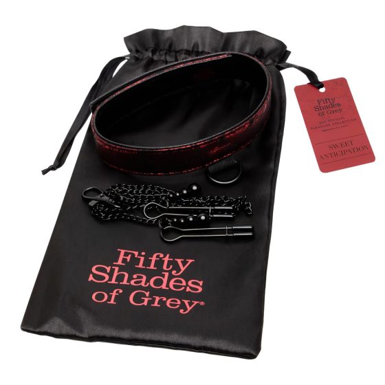 Fifty Shades of Grey - Nipple Clamps with Collar (Black-Red)