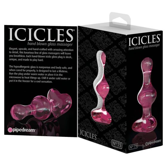 Icicles No. 75 - Heart Glass Anal Dildo (Pink)