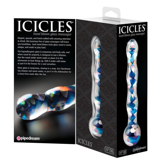 Icicles No. 08 - Wavy Double-Ended Glass Dildo (Transparent-Blue)