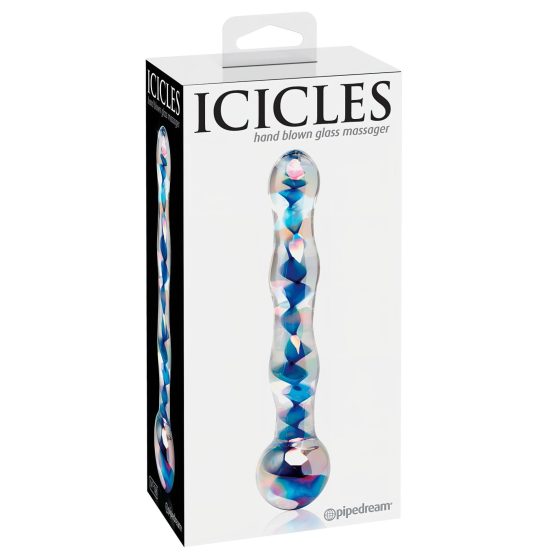 Icicles No. 08 - Wavy Double-Ended Glass Dildo (Transparent-Blue)