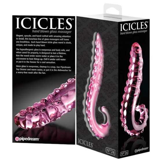 Icicles No. 24 - Ribbed Glass Dildo (Pink)