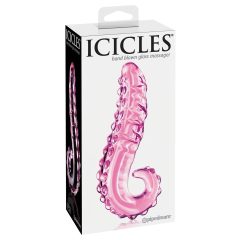 Icicles No. 24 - ribbed tongue glass dildo (pink)