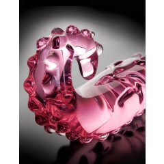 Icicles No. 24 - ribbed tongue glass dildo (pink)