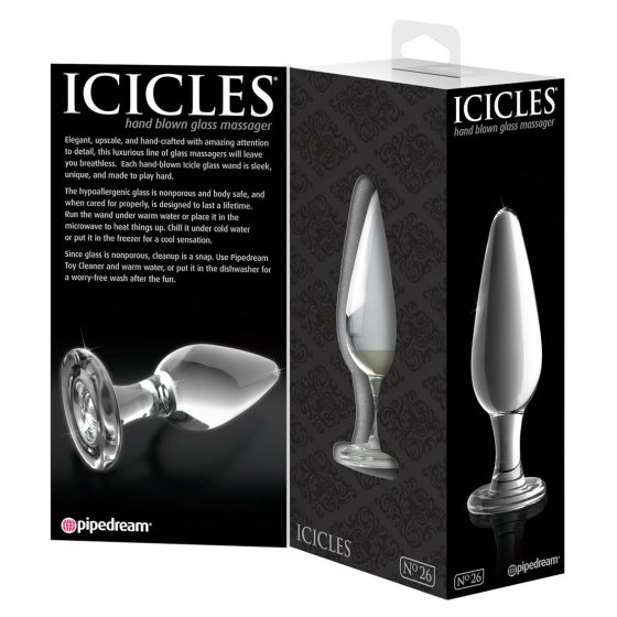 Icicles No. 26 - Tapered, Glass Anal Dildo (Clear)