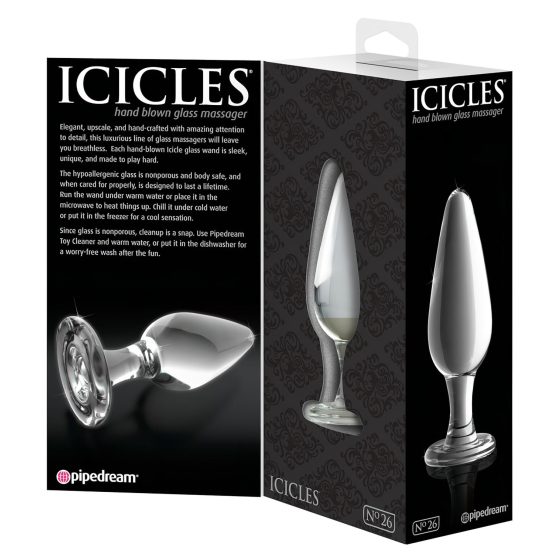 Icicles No. 26 - Tapered Glass Anal Dildo (Transparent)