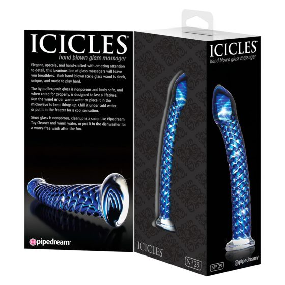 Icicles No. 29 - Spiral Glass Dildo with Penis Shape (Blue)