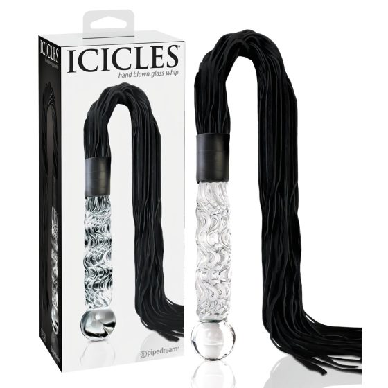 Icicles No. 38 - Leather Whip Glass Dildo (Clear-Black)