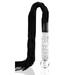   Icicles No. 38 - glass dildo with leather whip (transparent-black)