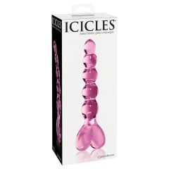 Icicles No. 43 - beaded, heart-shaped glass dildo (pink)