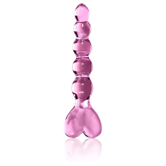 Icicles No. 43 - beaded, heart-shaped glass dildo (pink)