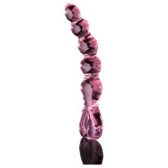 Icicles No. 43 - beaded, heart-shaped glass dildo (pink)