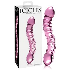 Icicles No. 55 - Double-ended, G-spot glass dildo (pink)