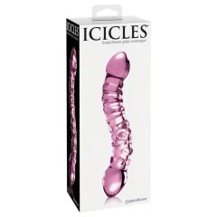 Icicles No. 55 - Double-ended, G-spot glass dildo (pink)