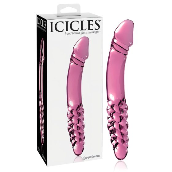 Icicles No. 57 - Double-Ended Glass Dildo with Penis (Pink)