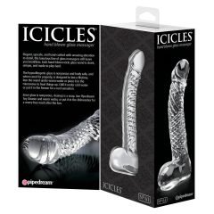   Icicles No. 61 - glass dildo with testicles and penis (transparent)