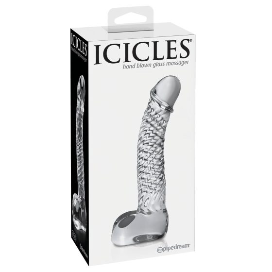 Icicles No. 61 - glass dildo with testicles and penis (transparent)