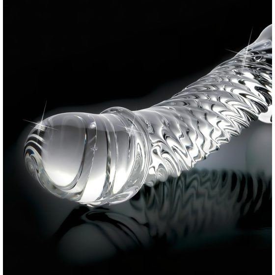 Icicles No. 61 - glass dildo with testicles and penis (transparent)