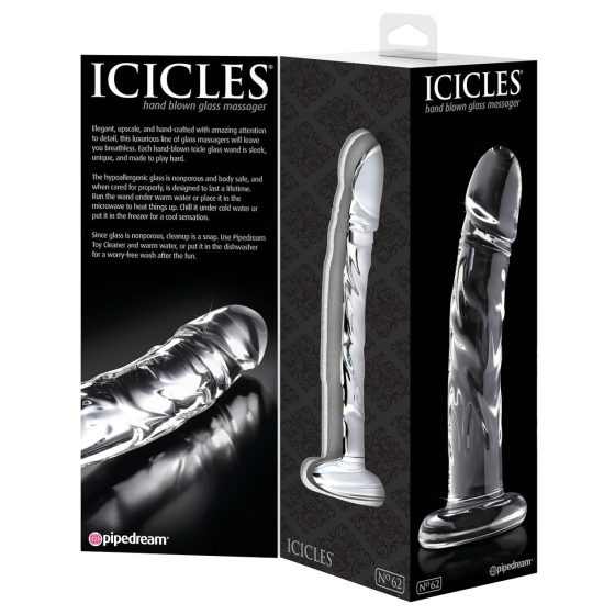 Icicles No. 62 - glass dildo with penis shape (transparent)