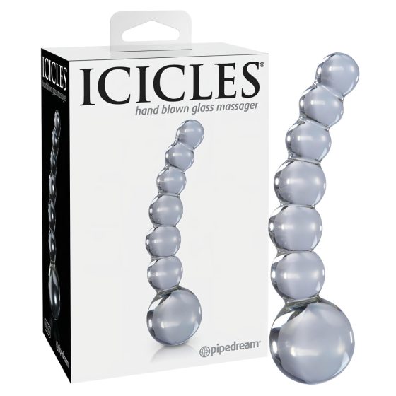 Icicles No. 66 - Curved, Bulbous, Glass Dildo (Translucent)