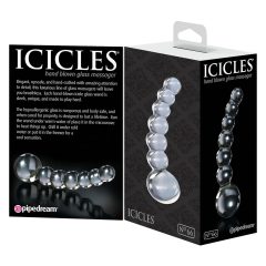 Icicles No. 66 - Curved, Beaded Glass Dildo (Transparent)