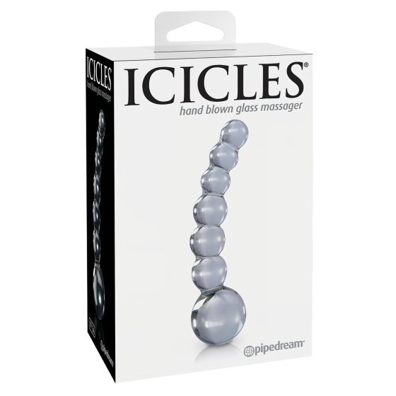 Icicles No. 66 - Curved, Bulbous, Glass Dildo (Translucent)