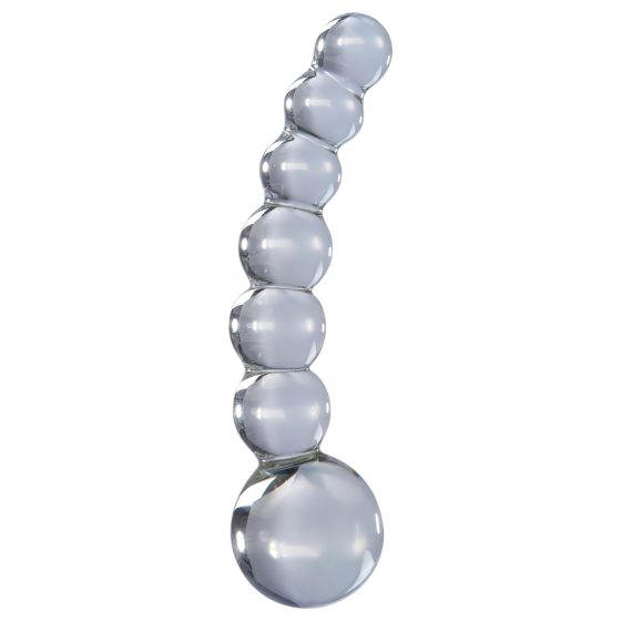 Icicles No. 66 - Curved, Beaded Glass Dildo (Transparent)