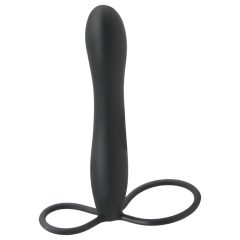   Fetish Double Trouble - Testicle and Penis Ring with Anal Dildo (Black)