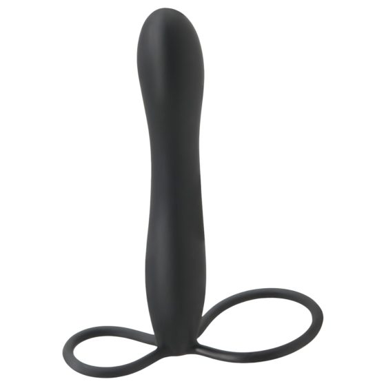 Fetish Double Trouble - Vibrating Dual Ring & Anal Dildo (Black)