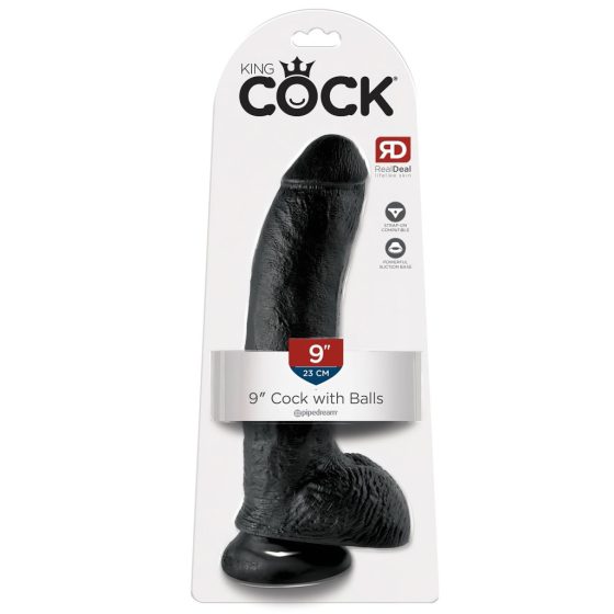 King Cock 9 - Large Suction Cup Dildo with Balls (9 inches) - Black