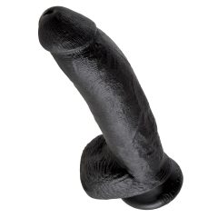   King Cock 9 - large suction cup dildo with balls (23cm) - black