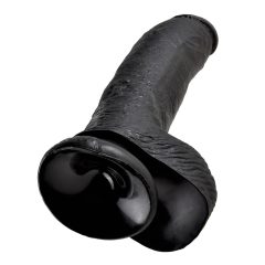   King Cock 9 - large suction cup dildo with balls (23cm) - black