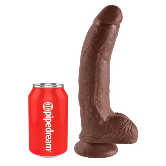 King Cock 9 - Large Suction Cup Dildo with Testicles (9 Inches) - Brown