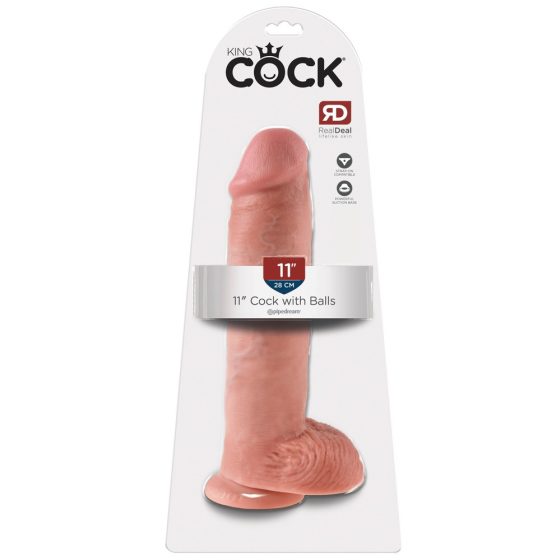 King Cock 11 - Large Suction Cup Dildo with Balls (28cm) - Natural