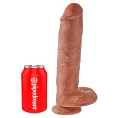   King Cock 11 - Large Suction Cup Dildo with Testicles (28cm) - Dark Natural