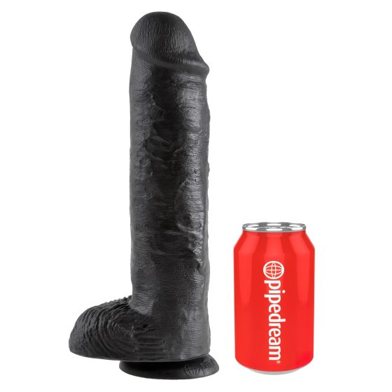 King Cock 11 - Large Suction Cup Dildo with Balls (28cm) - Black