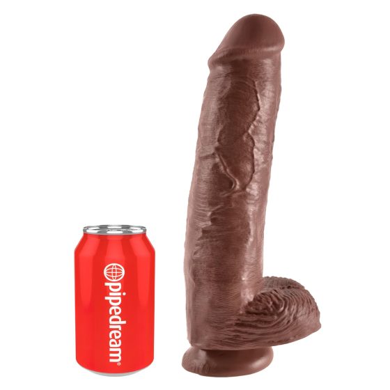 King Cock 11 - Large Suction Cup Dildo with Balls (28cm) - Brown